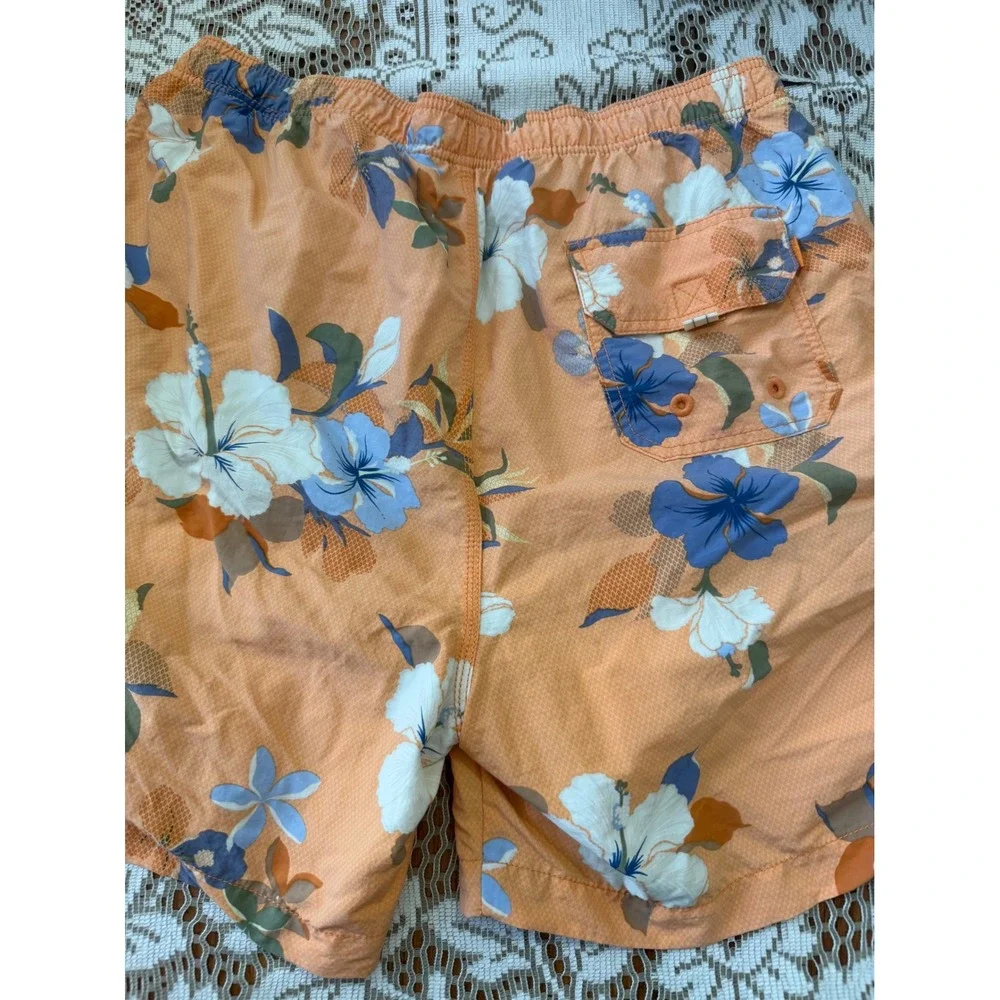 Tommy Bahama Relax Mens Orange Hibiscus Floral Swim Trunks Board Shorts Medium
